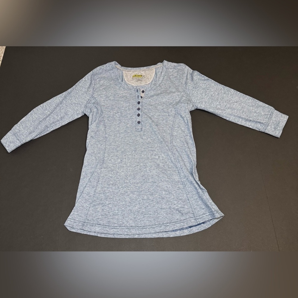 KLIM Silhouette Henley Shirt Womens Medium 3/4 Sleeve Blue Striped